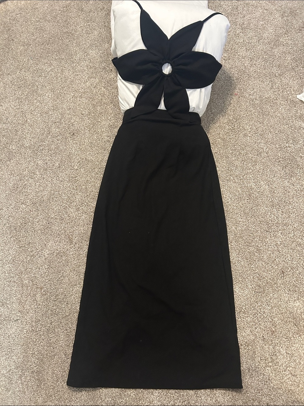 Black Cutout Maxi Dress with Floral Back Detail